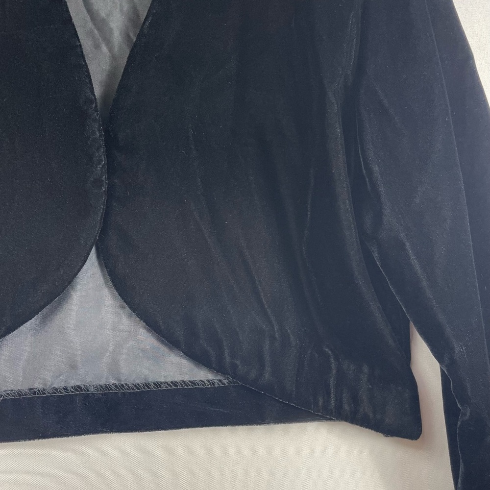 VTG Velvet Bolero Jacket Black LG Classy Neutral Formal Maurice’s 90s Y2K Goth - Picture 4 of 13